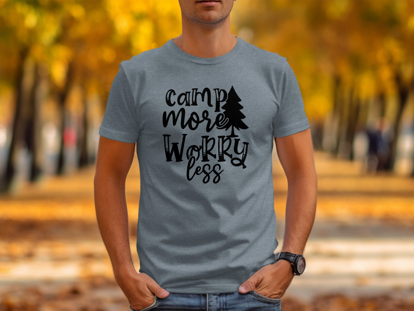 Camp More Worry Less Outdoors Adventure Graphic T-Shirt