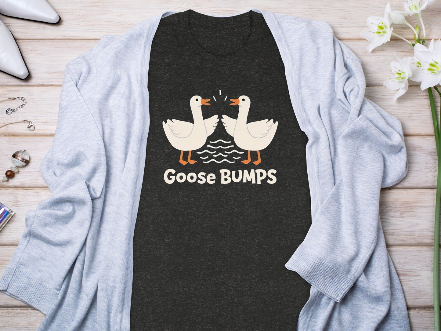 Goose BUMPS Funny Animal Cartoon Design Graphic T-Shirt