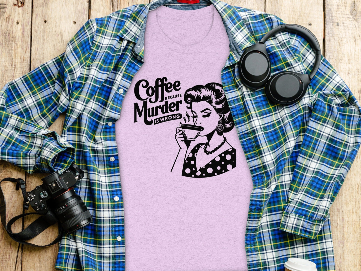 Coffee Because Murder Is Wrong Funny Graphic T-Shirt