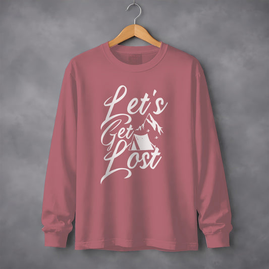 Lets Get Lost Camp Tent Design on Adventure Long Sleeve T-Shirt