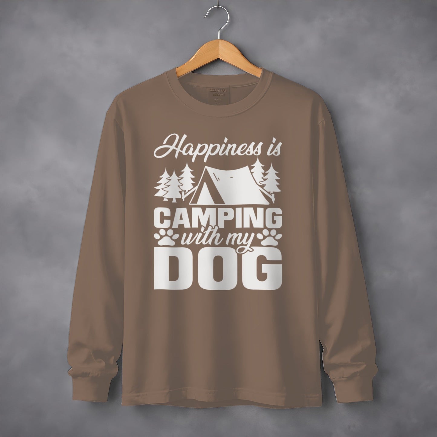 Happiness Is Camping With My Dog Great Outdoor Adventure Long Sleeve T-Shirt