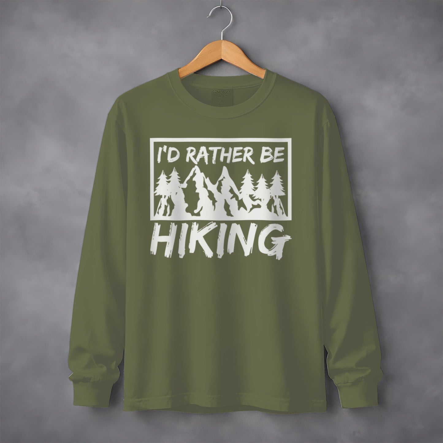 I'd Rather Be Hiking Mountain Graphic Long Sleeve T-Shirt