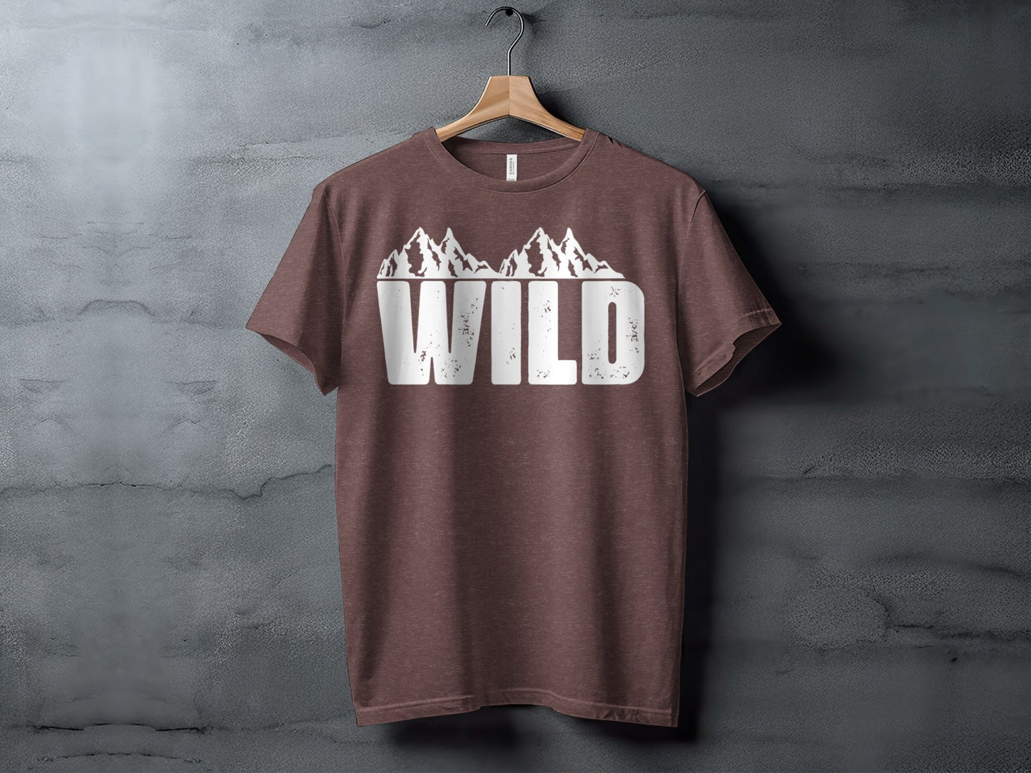 White Wild Text with Mountains Graphic Design T-Shirt