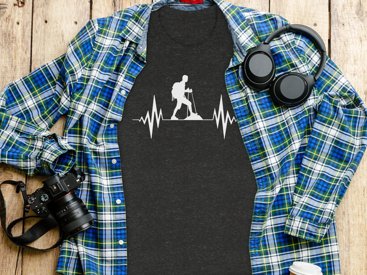 Hiking Heartbeat Outdoors Graphic Design Print T-Shirt