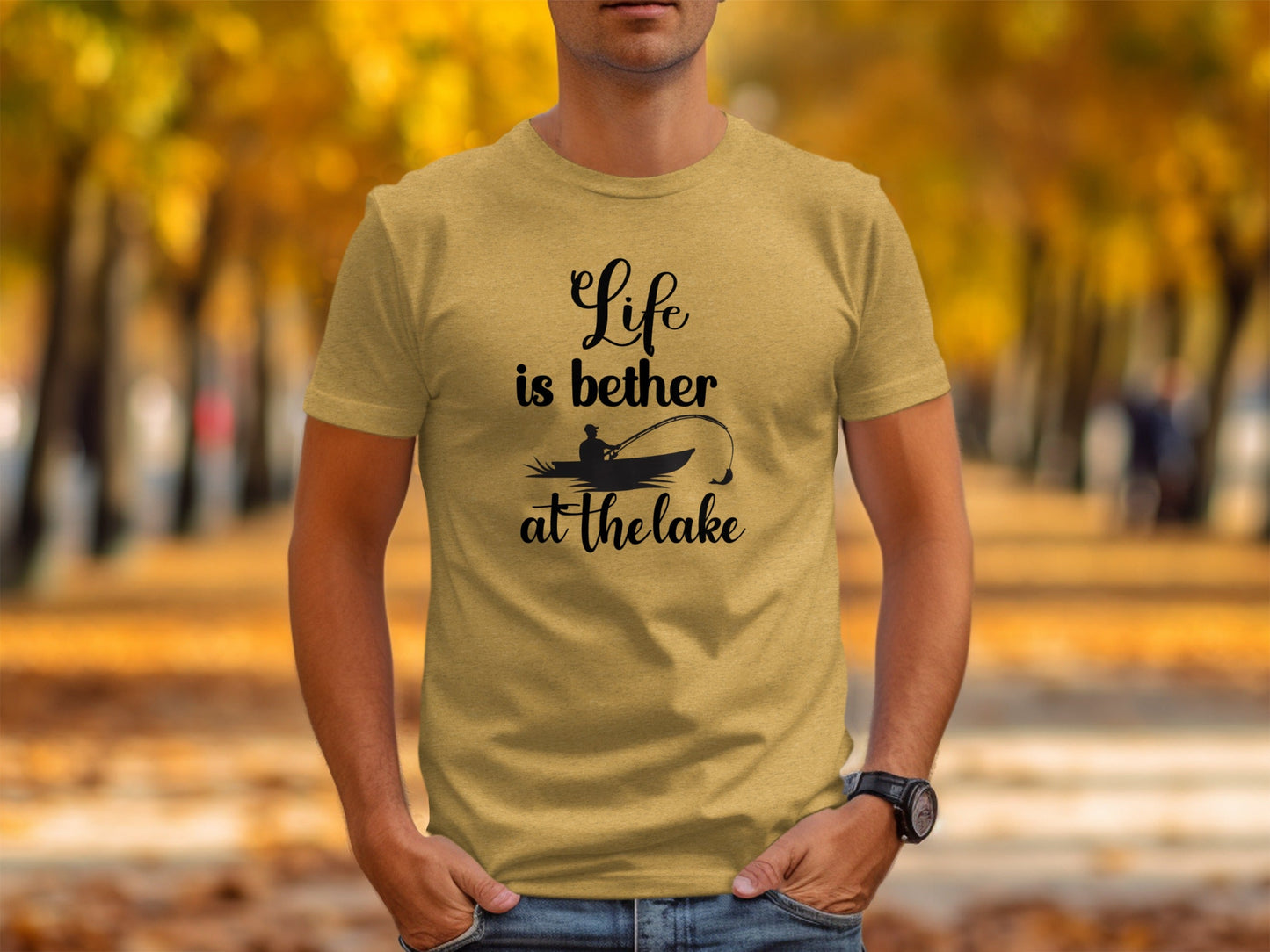 Life is Better At The Lake Fishing Rod Design T-Shirt