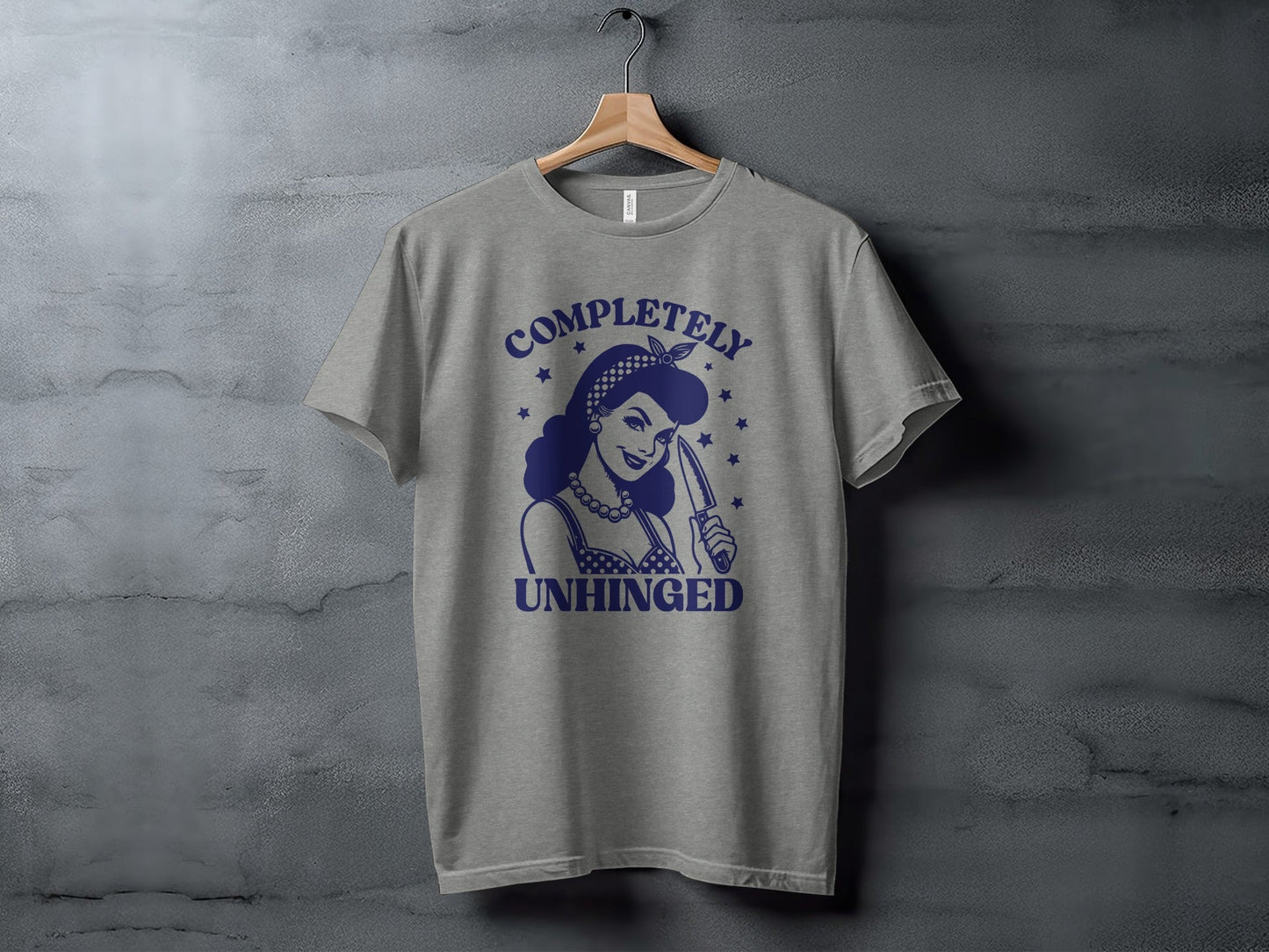 Retro Completely Unhinged Woman Holding Knife T-Shirt