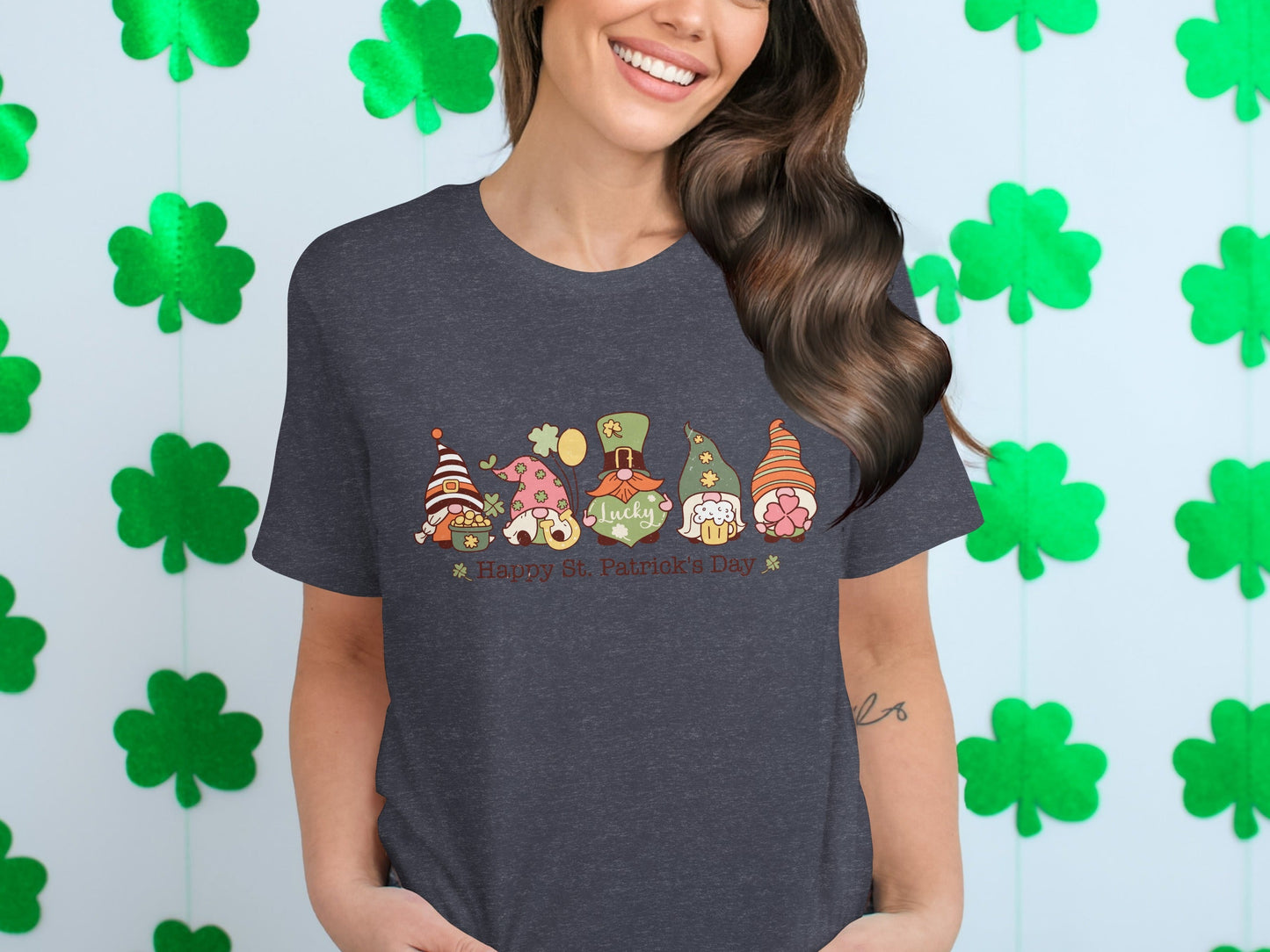 St Patricks Day Gnomes T-Shirts, Lucky Irish T-Shirts, Cute Holiday T-Shirts, Festive Shamrock Apparel, Limited Edition St Paddys Day
