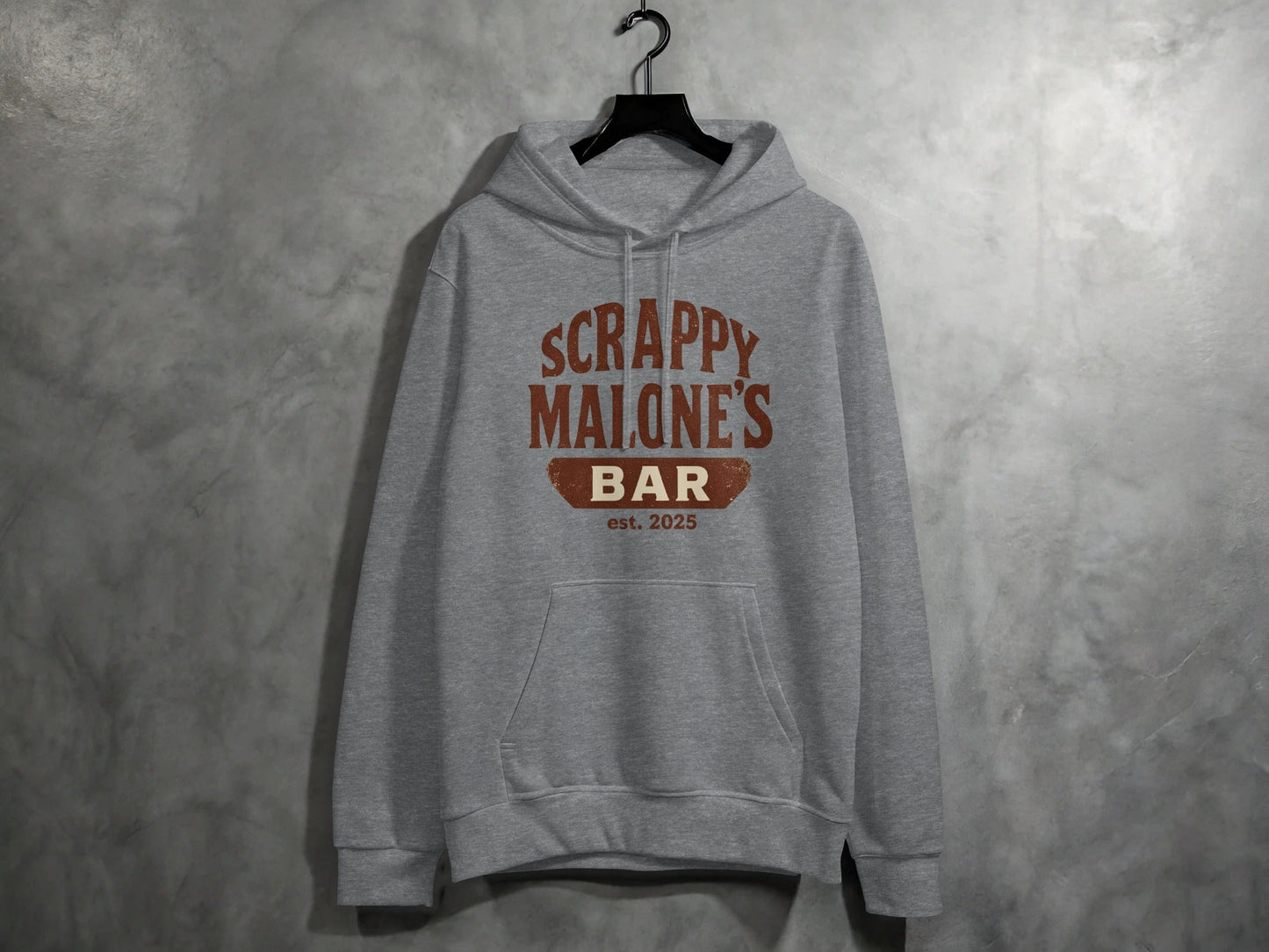 Scrappy Malone's Bar Est 2025 Vintage Style Hoodie - Retro Tavern Design