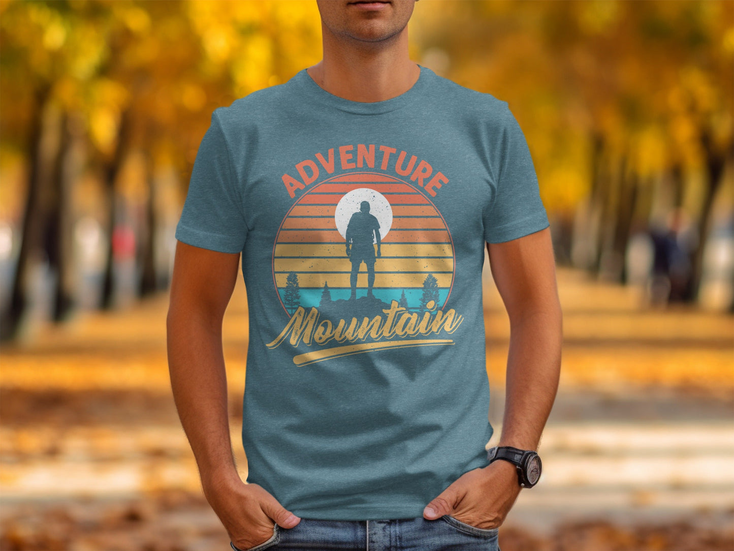 Adventure Above Mountain Sunset Graphic T-Shirt Long Sleeve T-Shirt