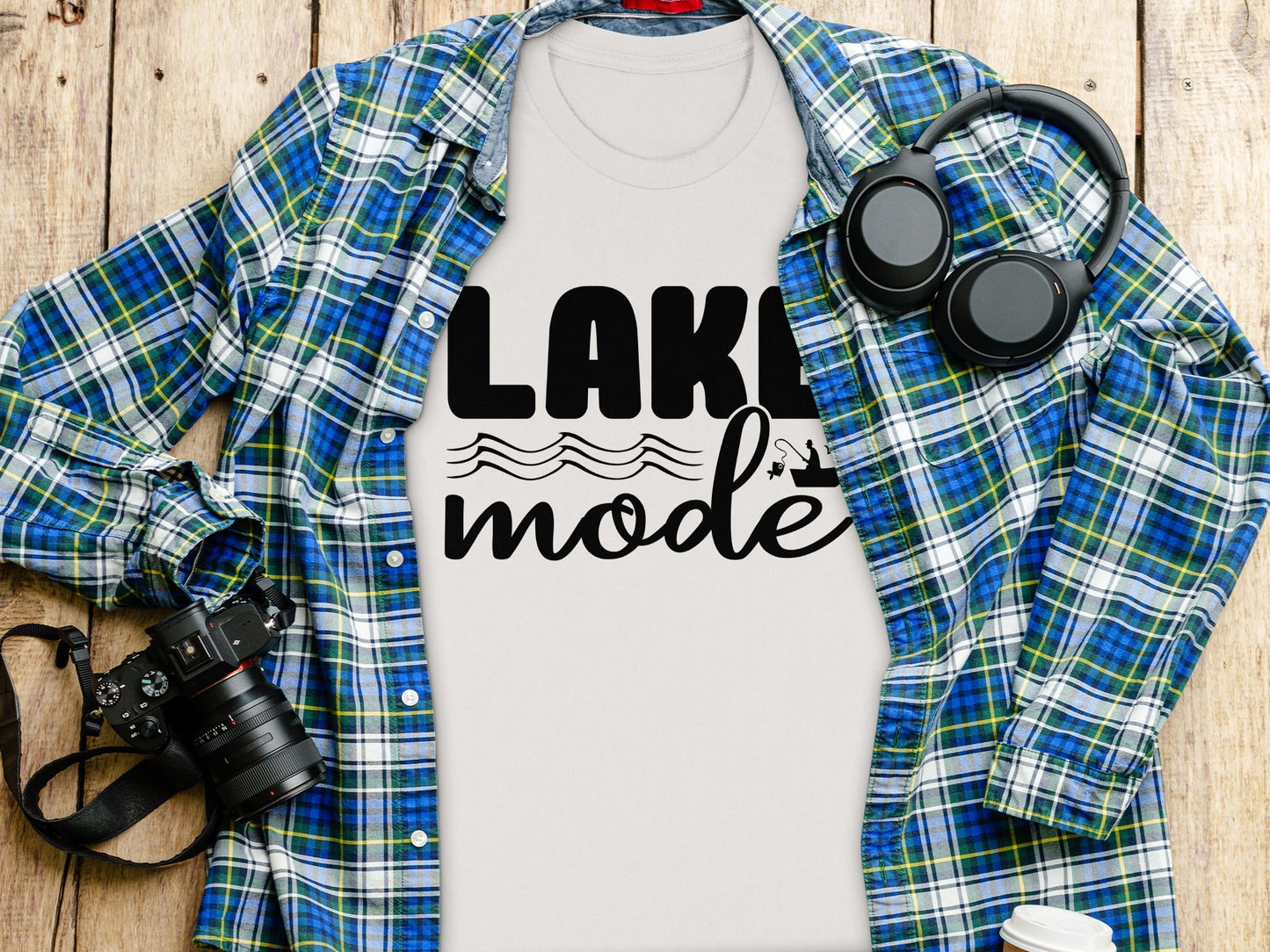 Lake Mode With Fishing Design Graphic Great Outdoors T-Shirt