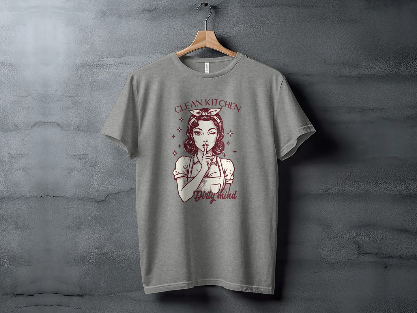 Clean Kitchen Dirty Mind Retro Woman Graphic T-Shirt