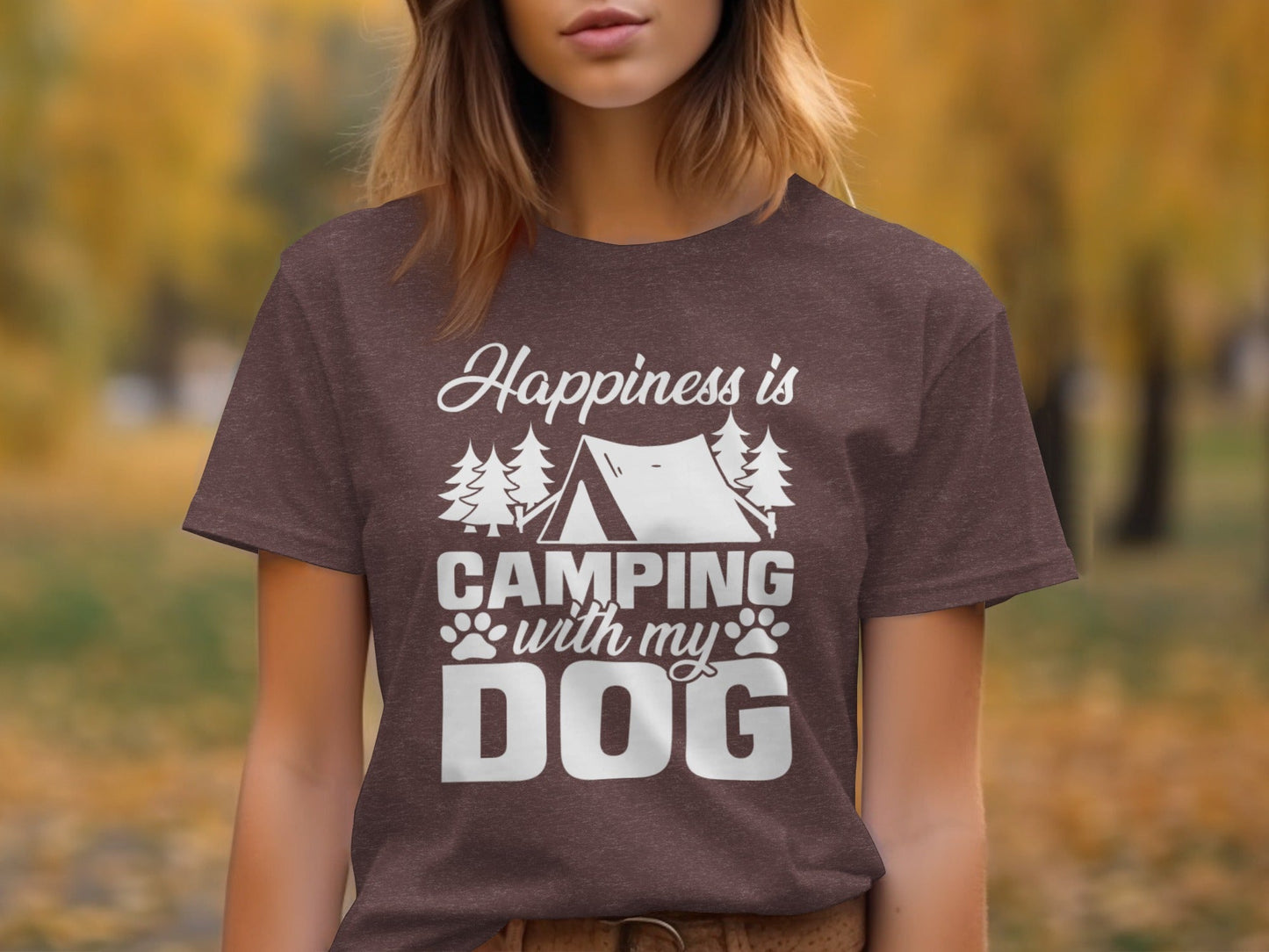 Happiness is Camping with My Dog Awesome Graphic T-Shirt