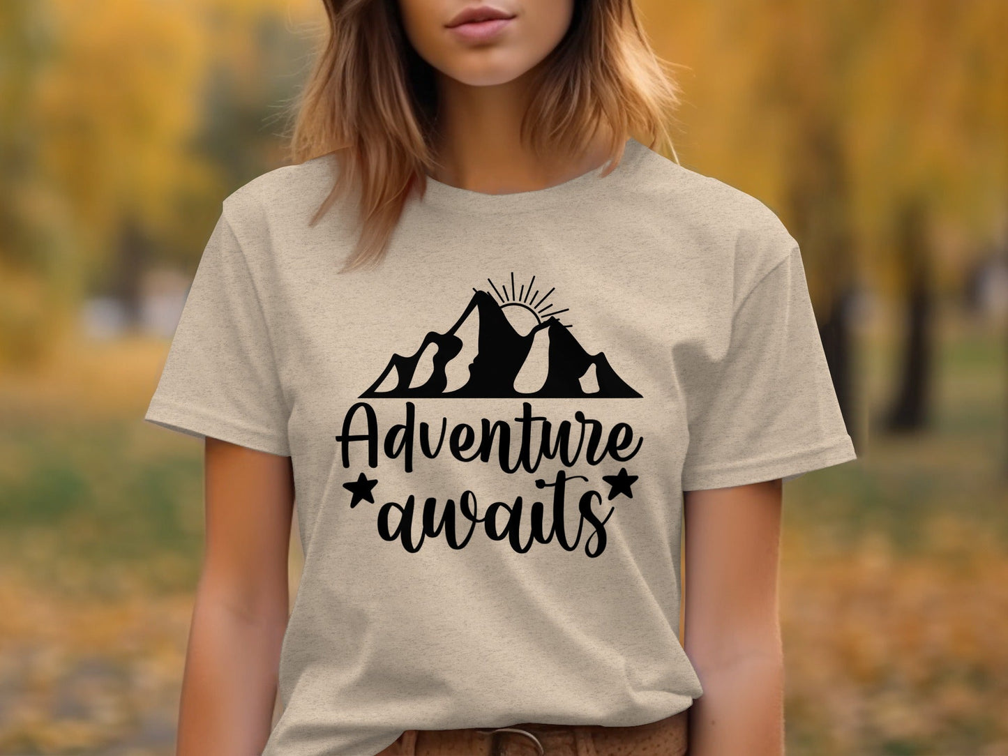 Adventure Awaits with Mountain and Star Graphic T-Shirt