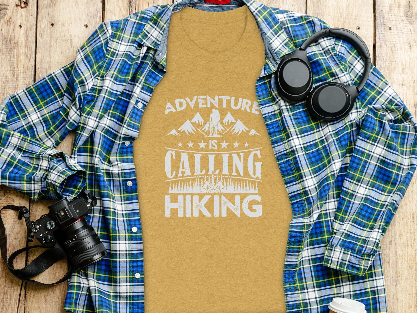 Adventure Is Calling Hiking Graphic Design T-Shirt