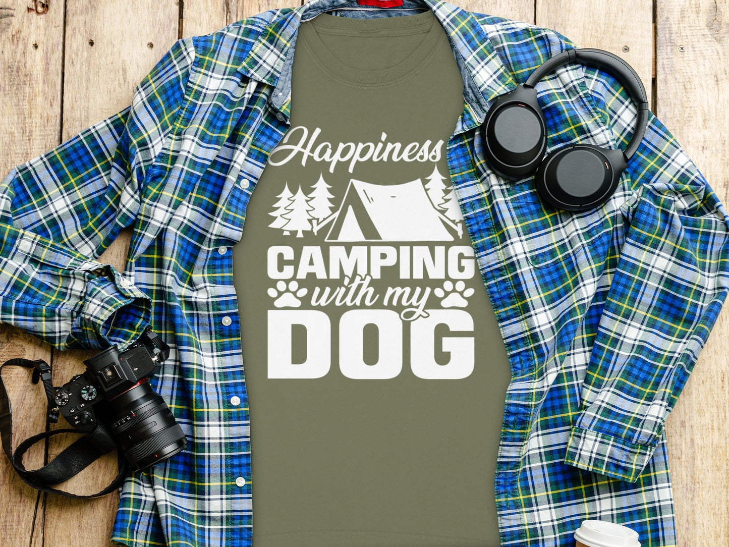 Happiness Is Camping With My Dog Great Outdoor Adventure Long Sleeve T-Shirt
