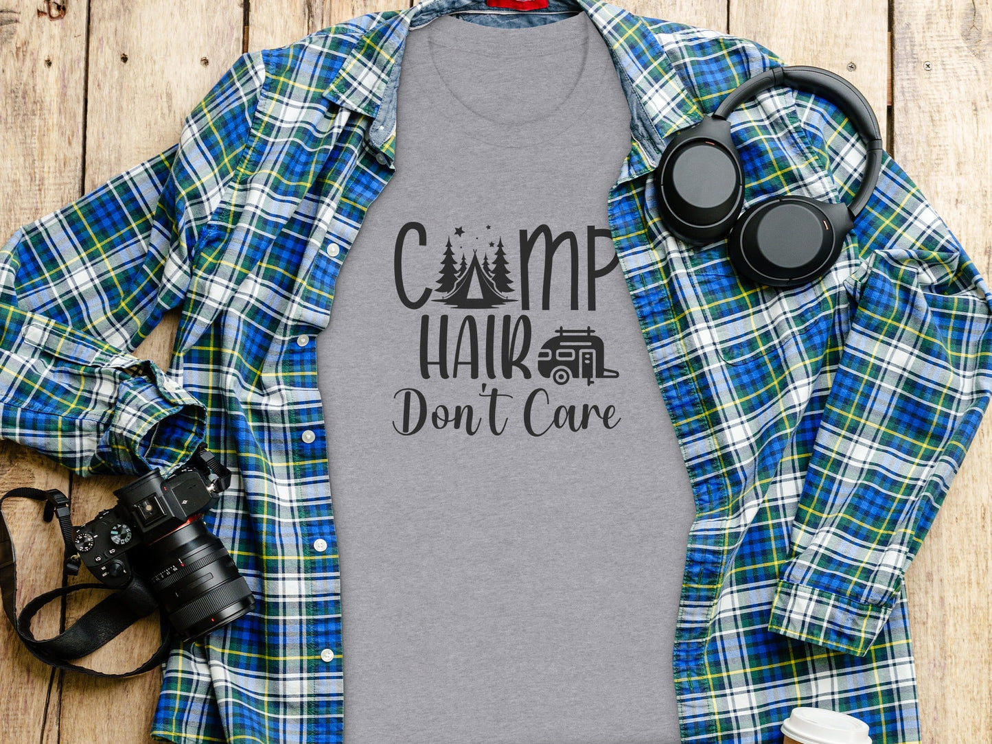 Camp Hair Dont Care Camping Summer Vacation T-Shirt