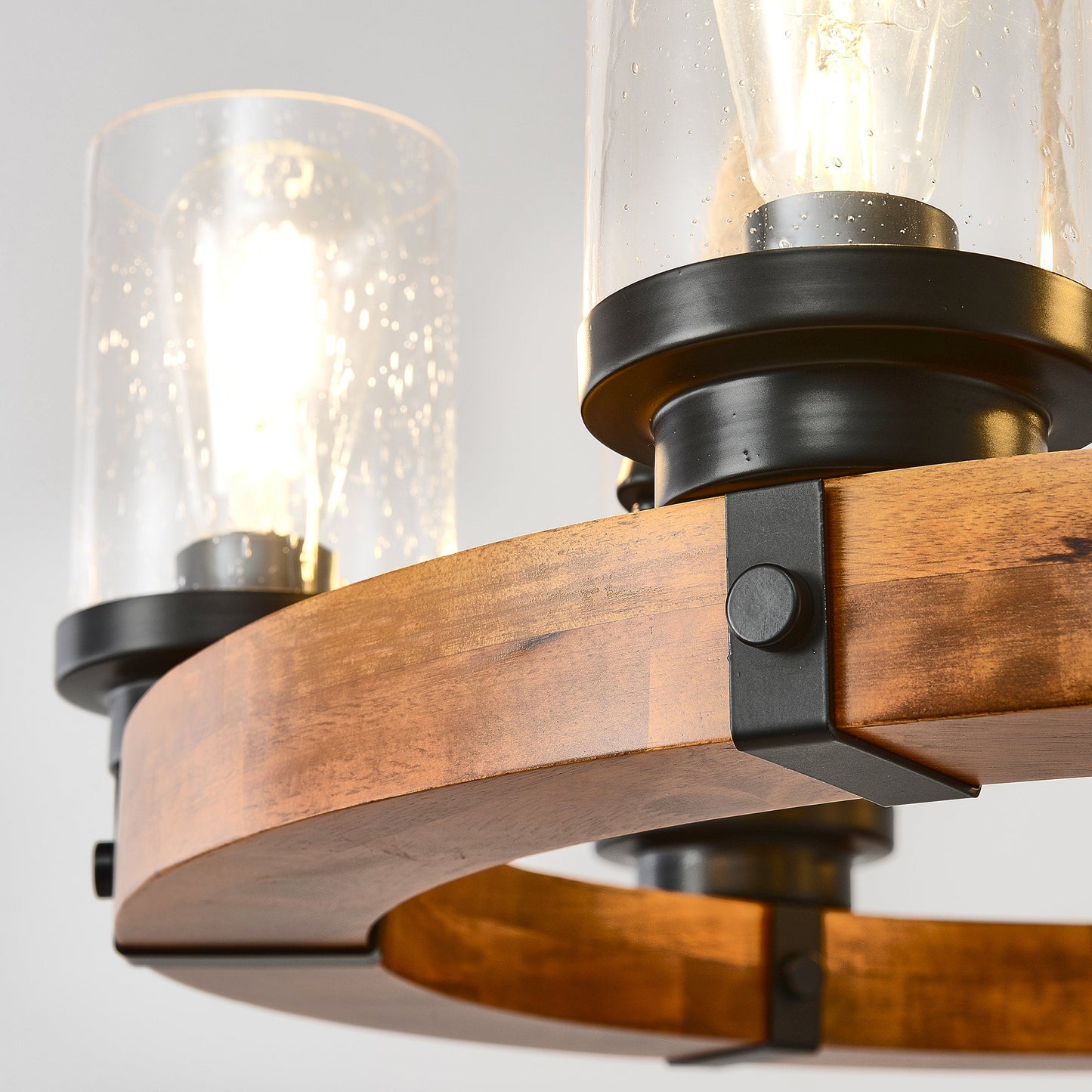 Rustic 6-Light Wagon Wheel Chandelier, Farmhouse Chandeliers