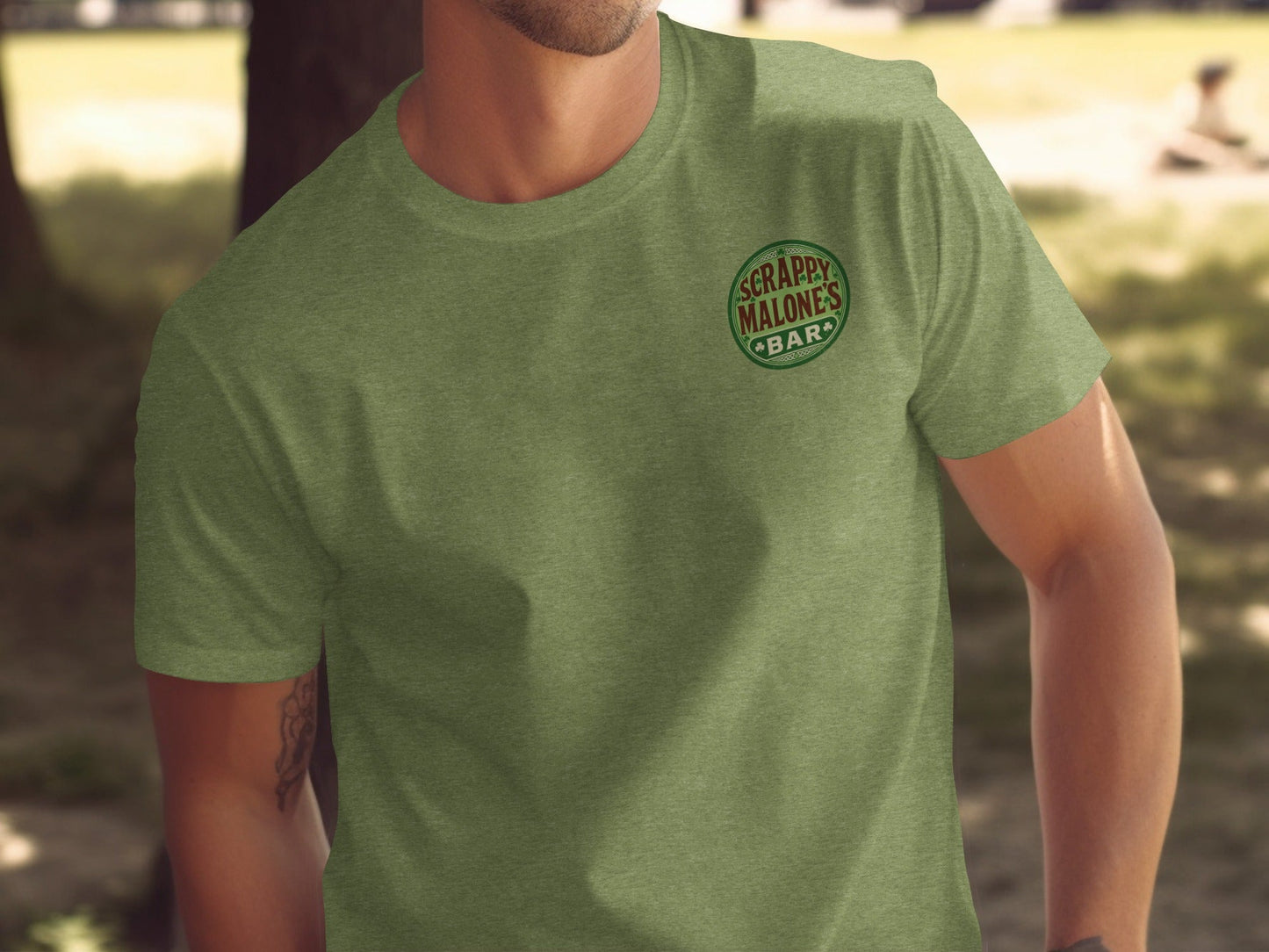 Scrappy Malone's Bar, Irish Pub, Shamrock, Round, Green, Vintage