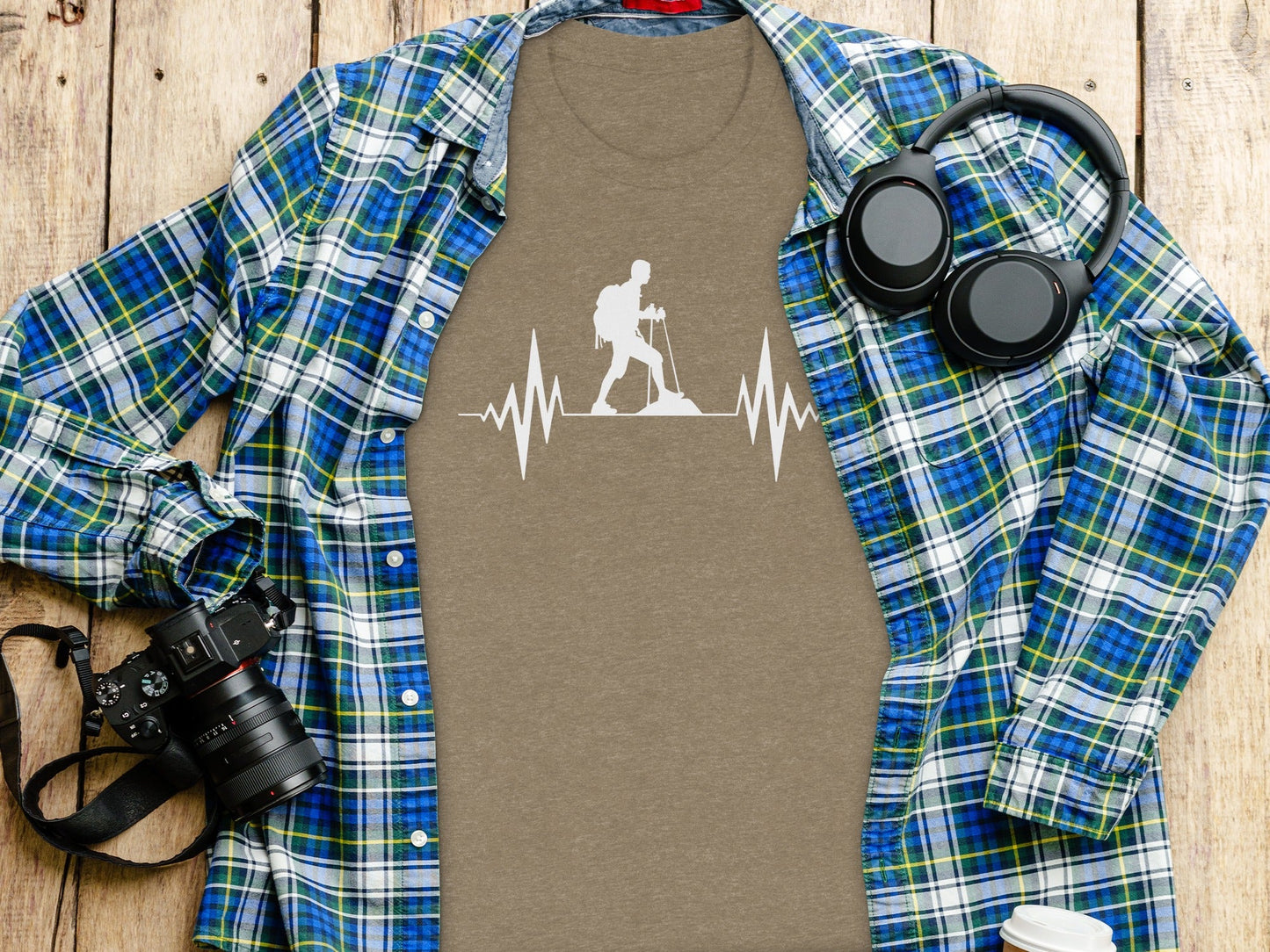 Hiking Heartbeat Outdoors Graphic Design Print T-Shirt