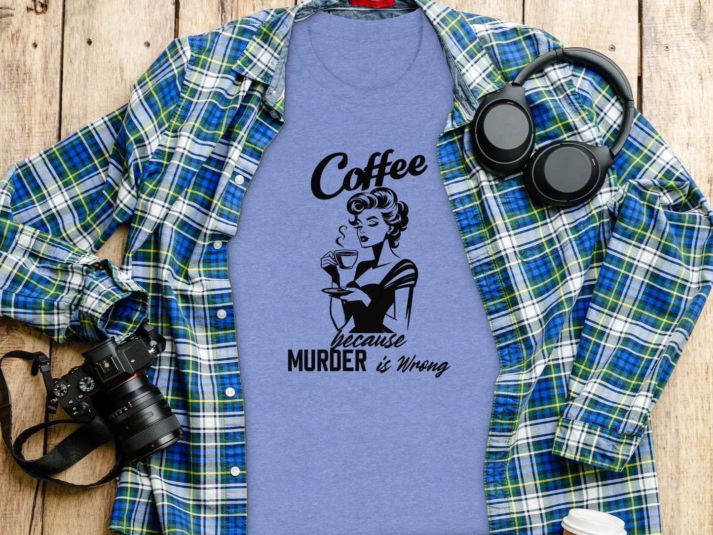 Coffee Because Murder is Wrong Funny Slogan Design T-Shirt