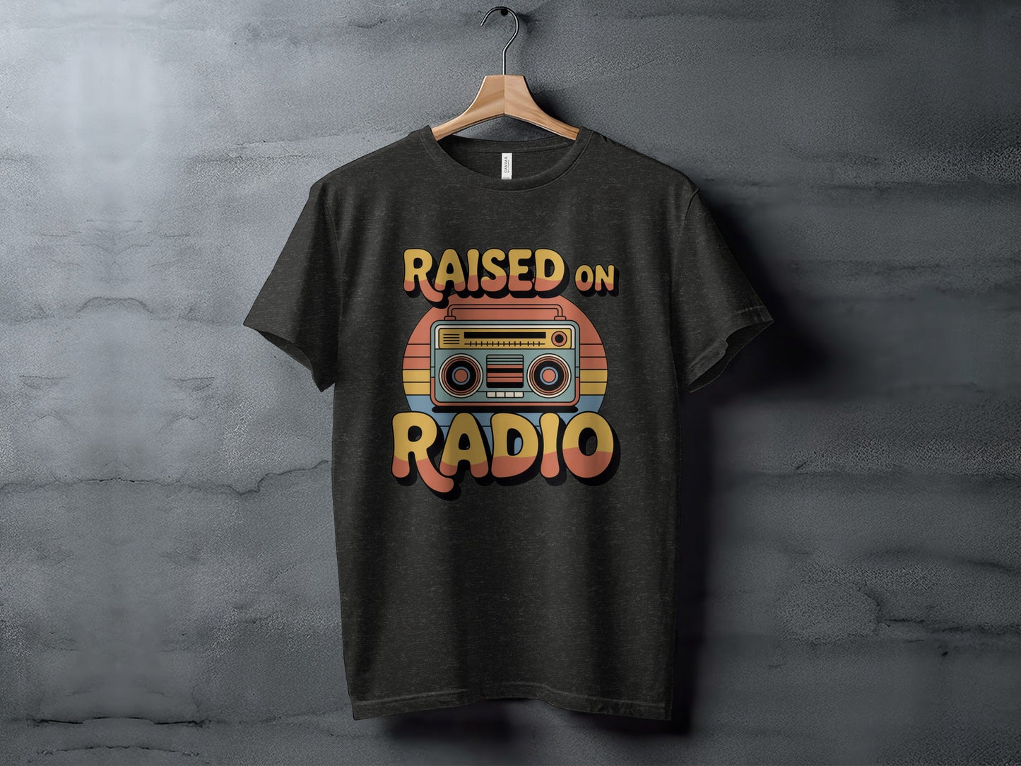 Raised on Radio Retro Boombox Graphic Design T-Shirt