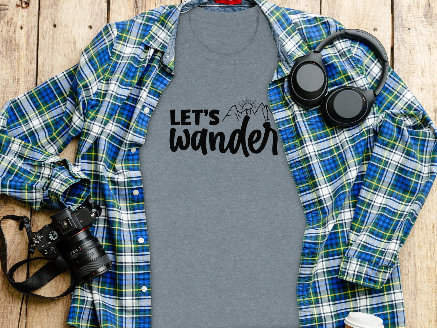 Let's Wander Mountain and Sun Graphic Adventure T-Shirt