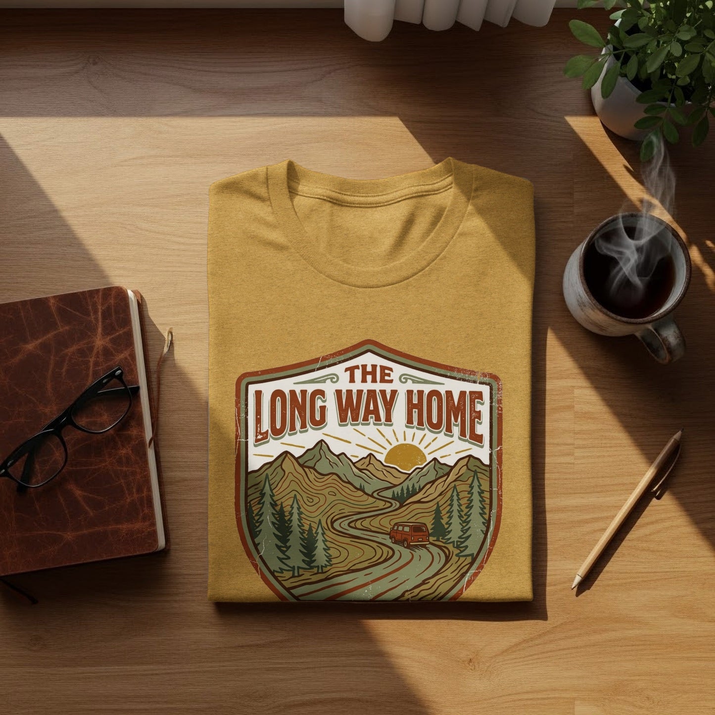 Rugged The Long Way Home - Vintage Adventure Wilderness Shirt