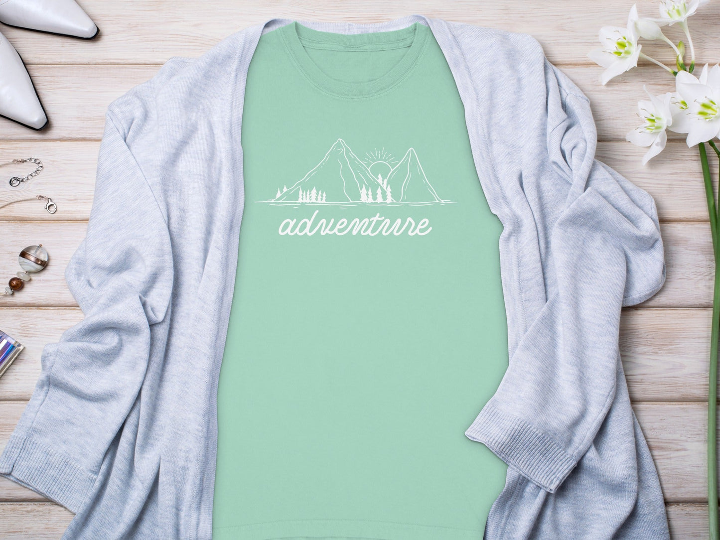 Adventure Awaits Mountains and Sunshine Graphic Long Sleeve T-Shirt