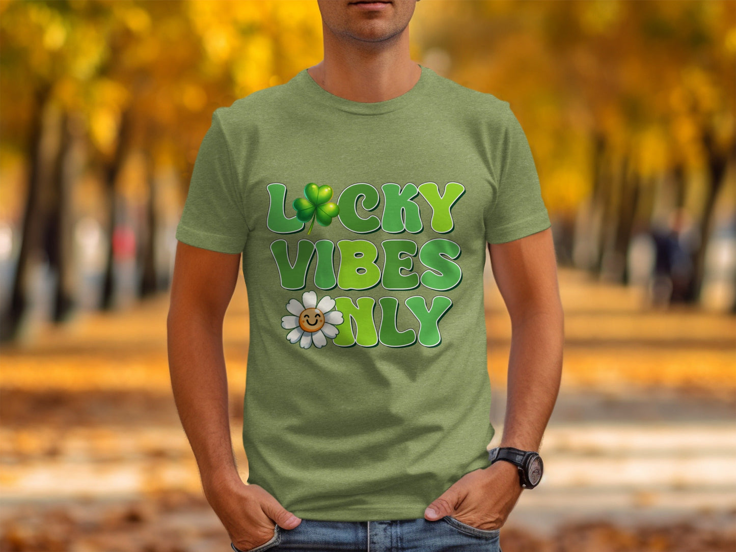Lucky Vibes Only T-Shirts, Saint Patricks Day Shirt, Clover Shirt, Shamrock Shirt, Flower Shirt, Trendy Shirts