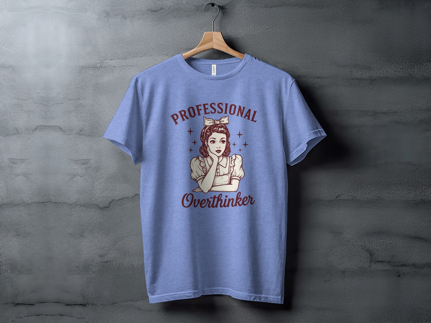 Professional Overthinker Cute Retro Girl Illustration T-Shirt