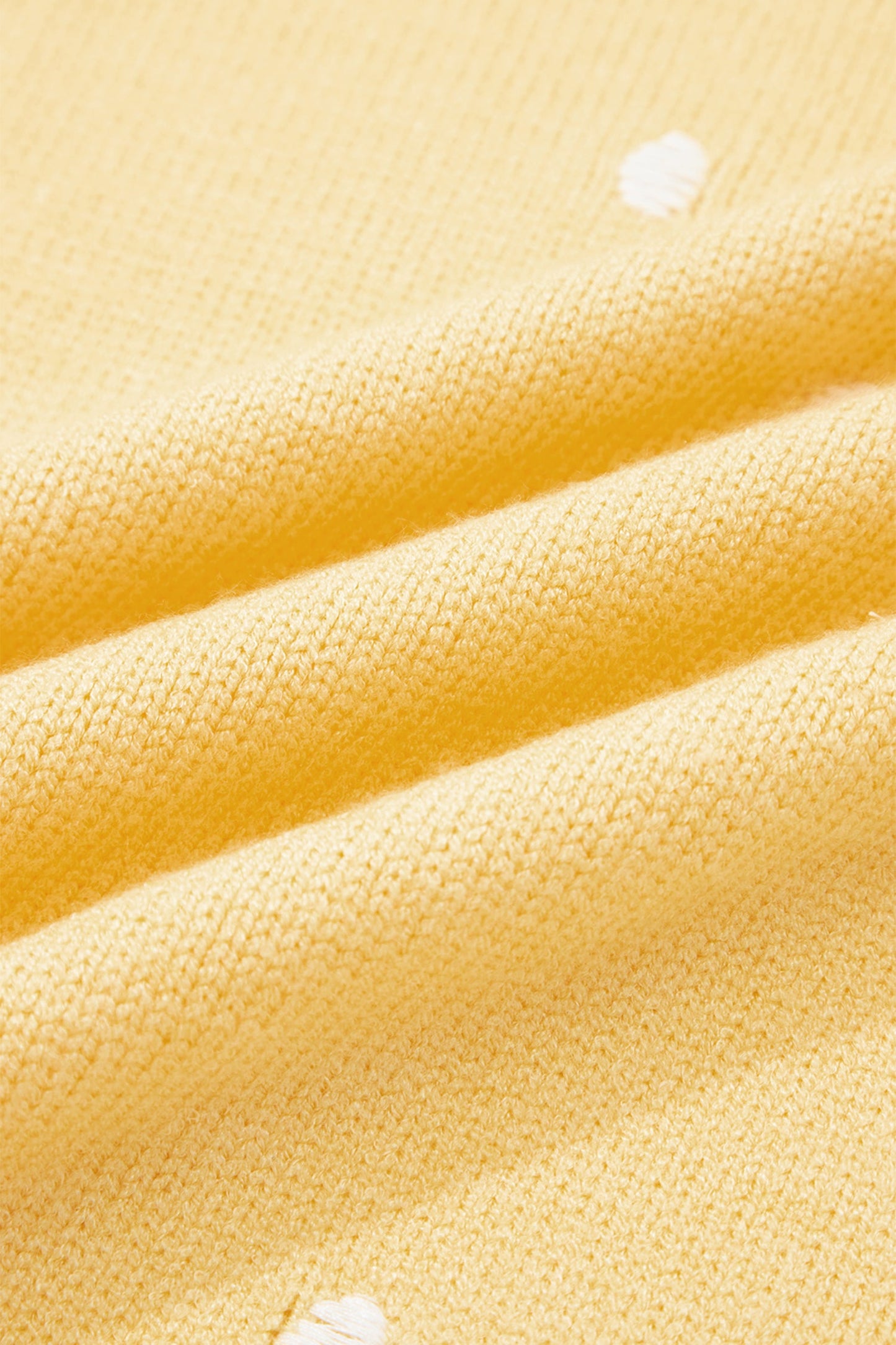 Yellow Cream Elegant Polka Dot Bubble Short Sleeve Sweater