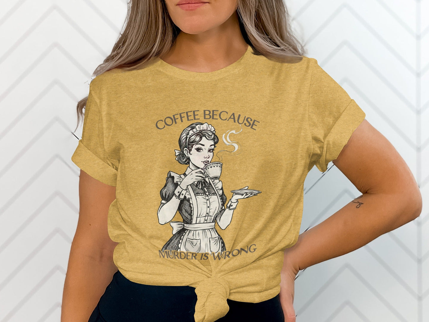 Coffee Because Murder is Wrong Funny Vintage Style T-Shirt