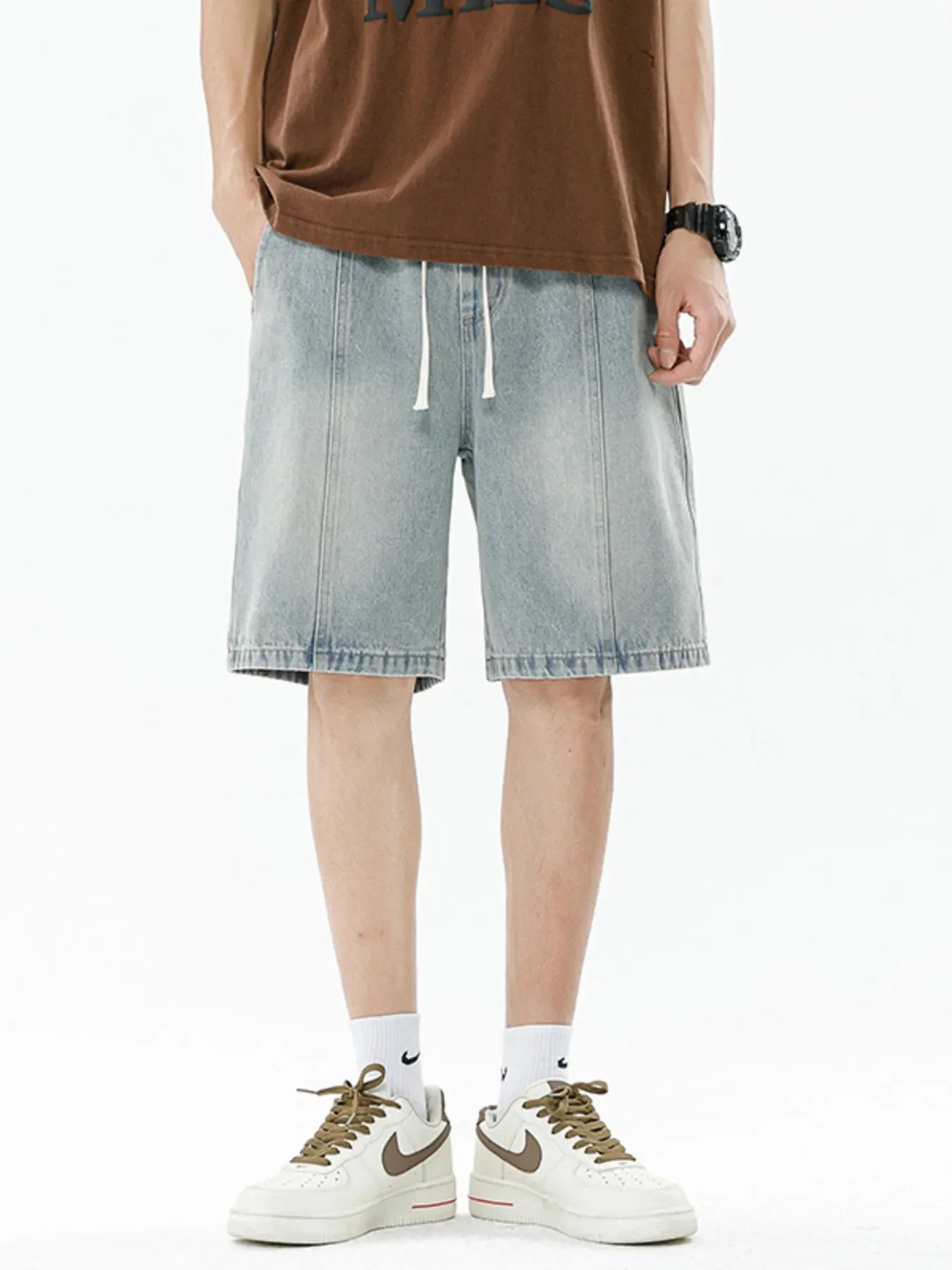 Men's Full Size Gradient Wash Denim Shorts Plus Size