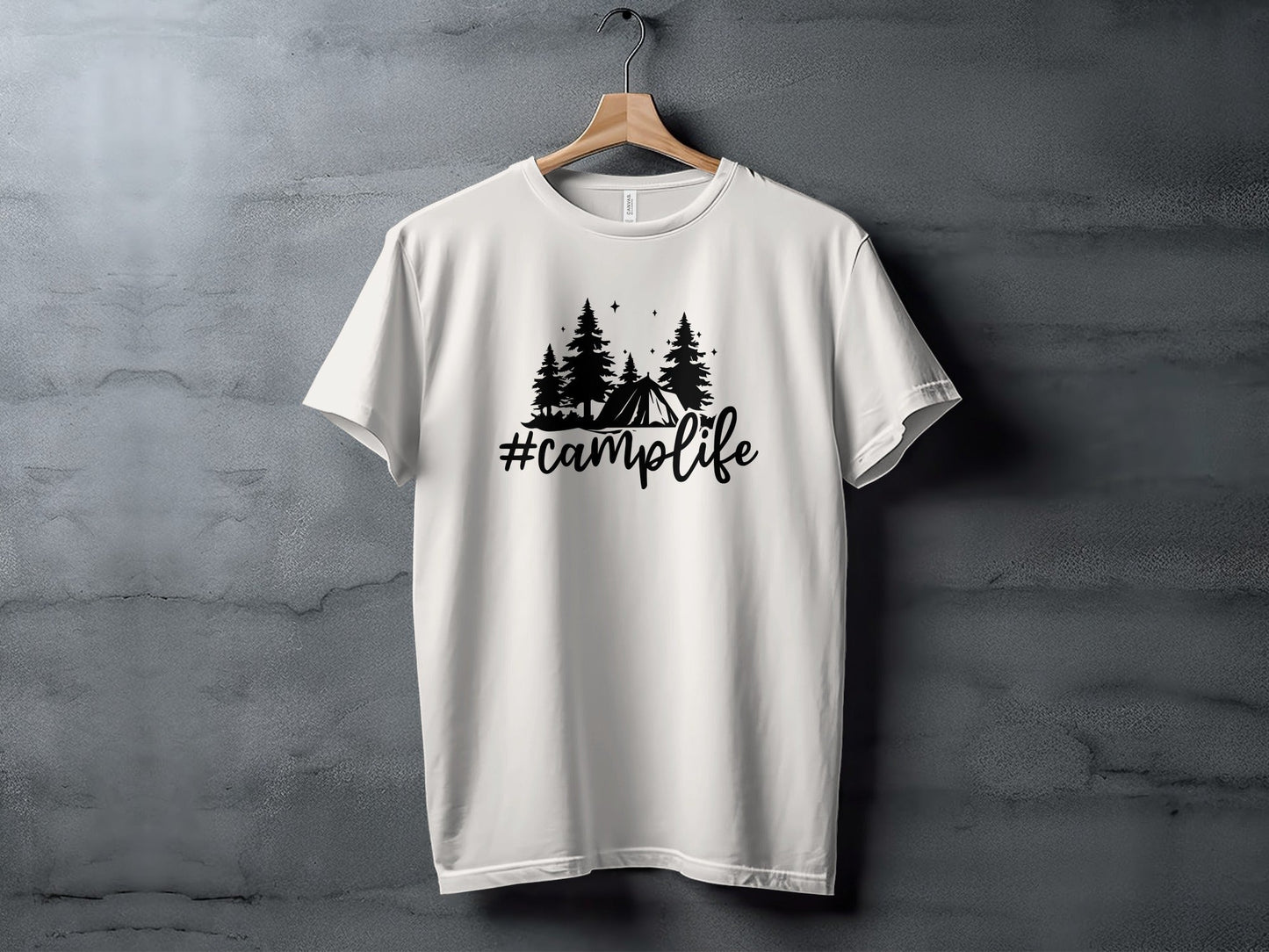 Hashtag Camplife Text Design With Camping Tent T-Shirt