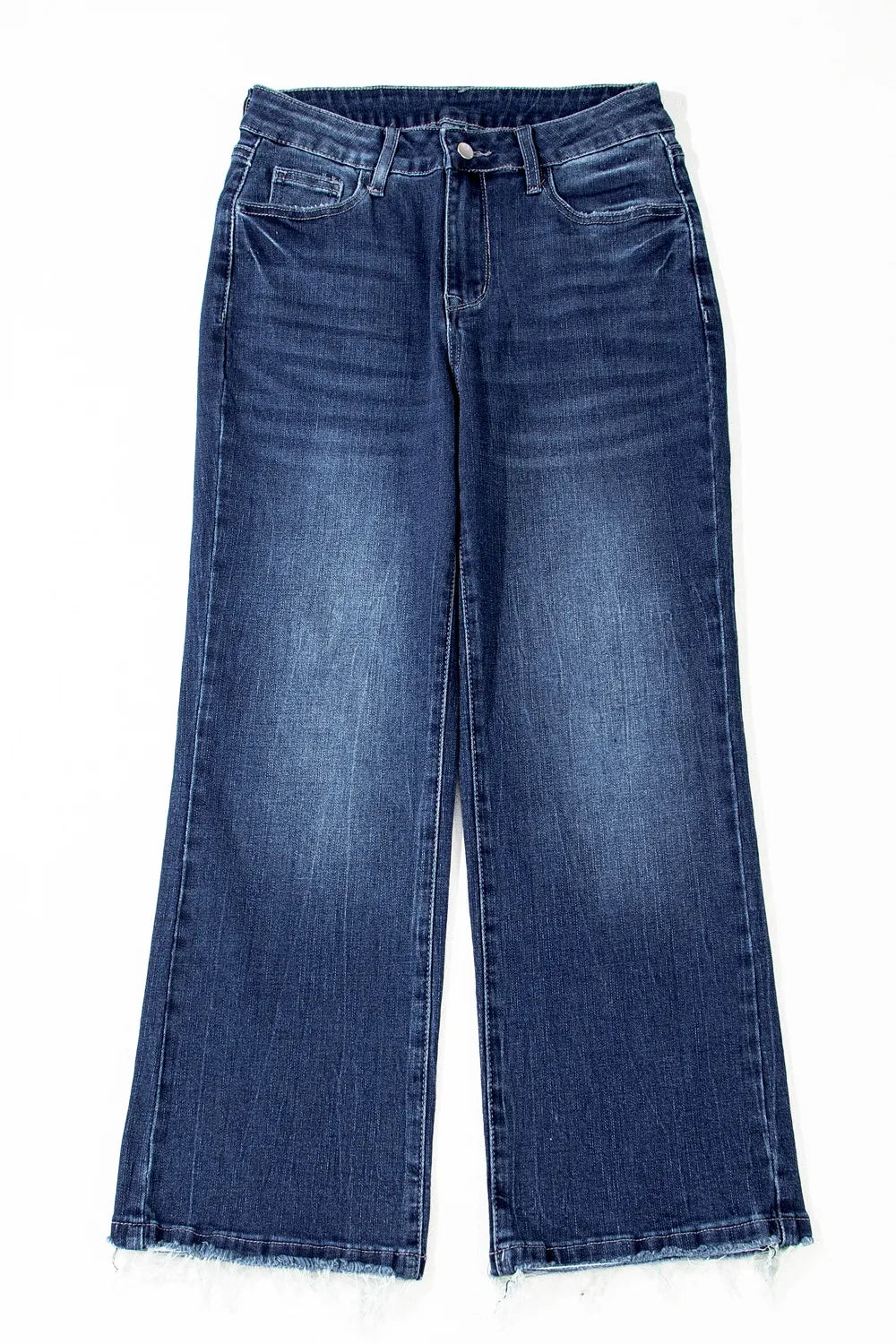 Mineral Wash Raw Hem High Waist Flared Jeans
