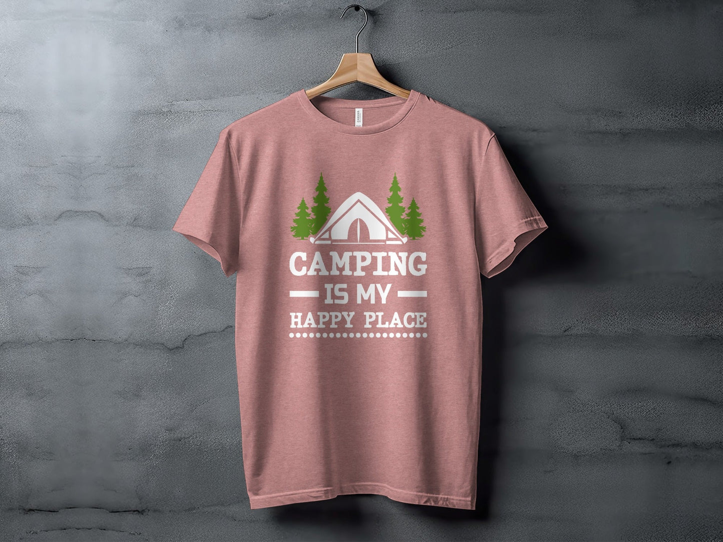 Camping Is My Happy Place Tent And Trees Graphic T-Shirt