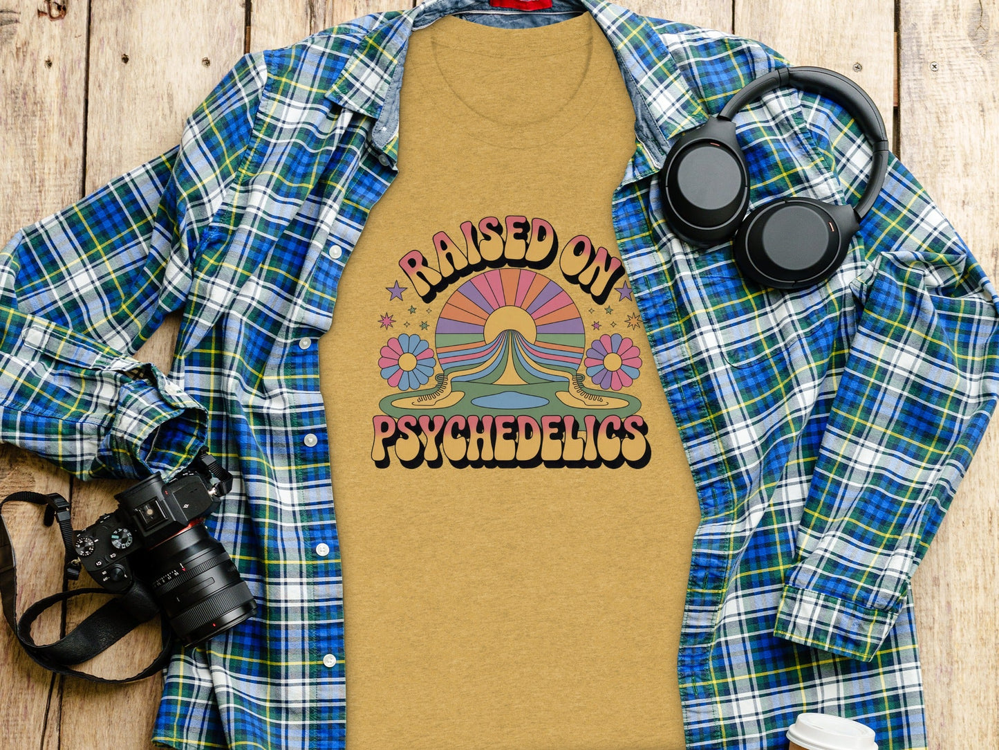 Raised On Psychedelics Retro Groovy Hippie Style T-Shirt