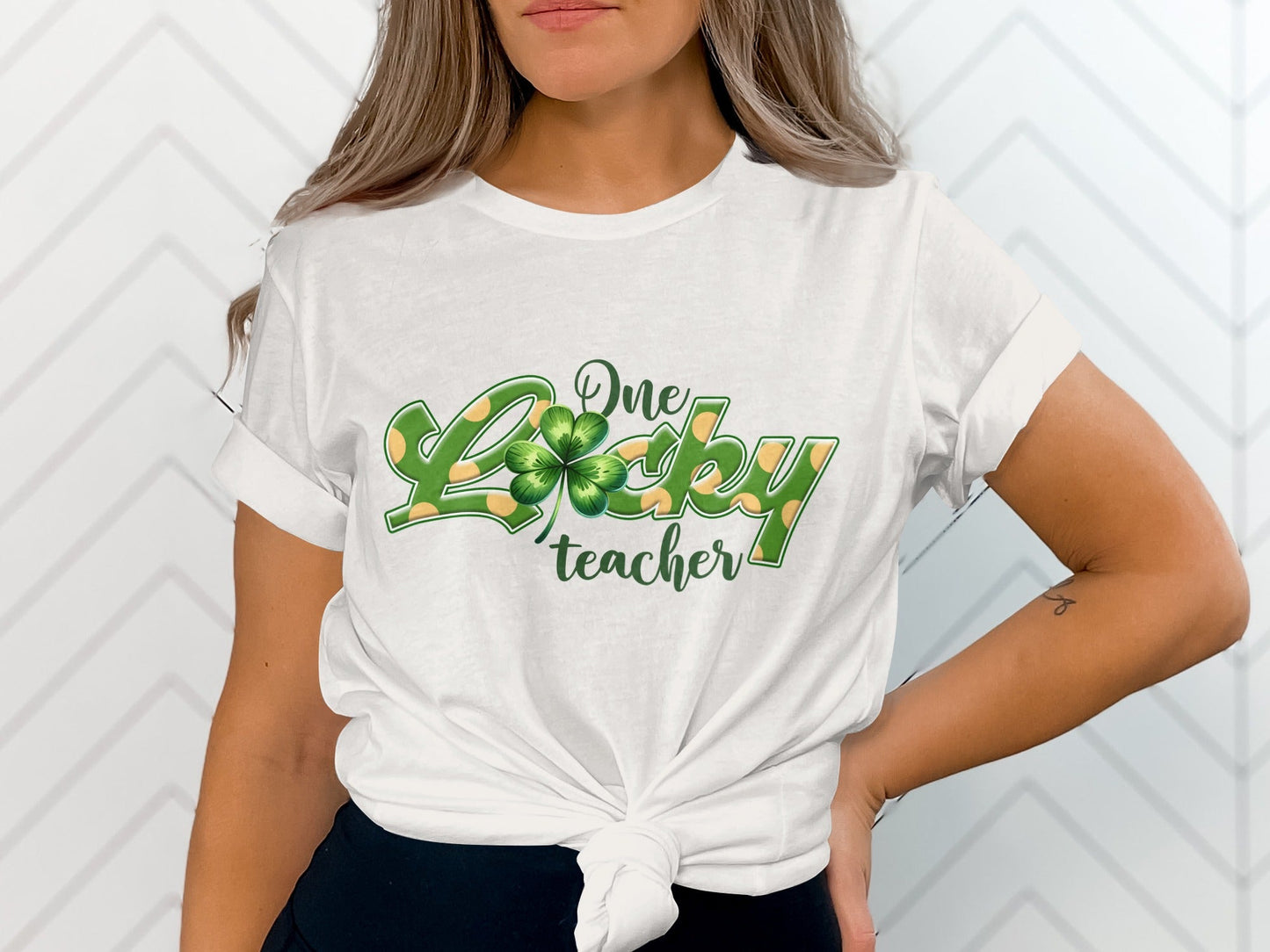 One Lucky Teacher Four Leaf Clover St Patricks Day T-Shirt