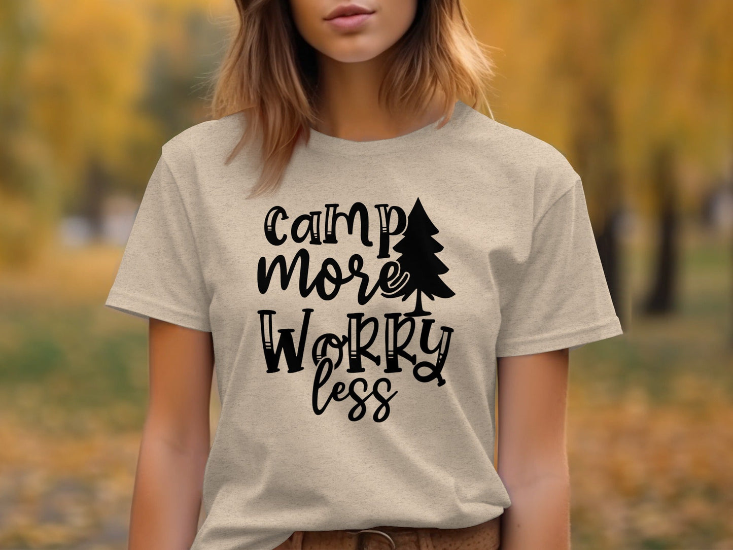 Camp More Worry Less Outdoors Adventure Graphic T-Shirt
