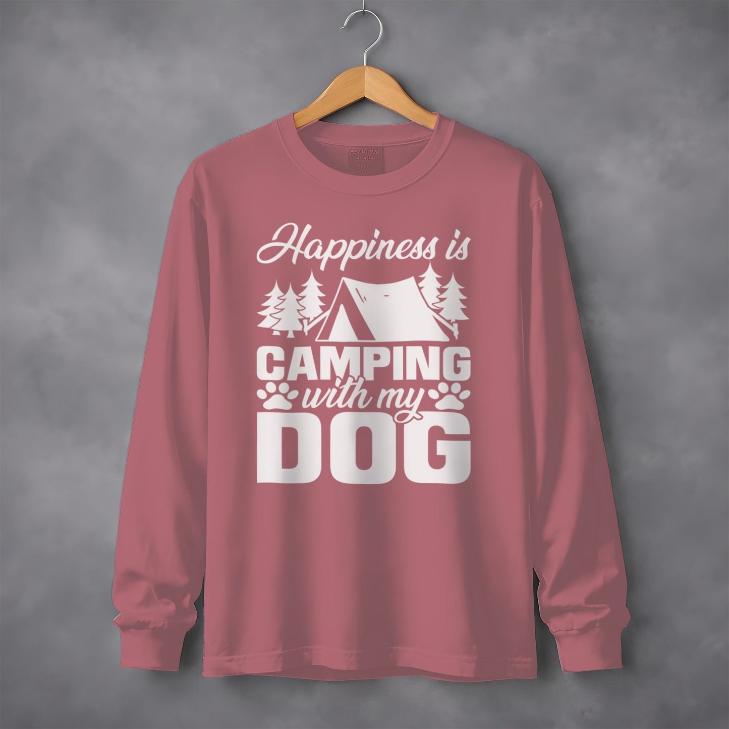 Happiness Is Camping With My Dog Great Outdoor Adventure Long Sleeve T-Shirt