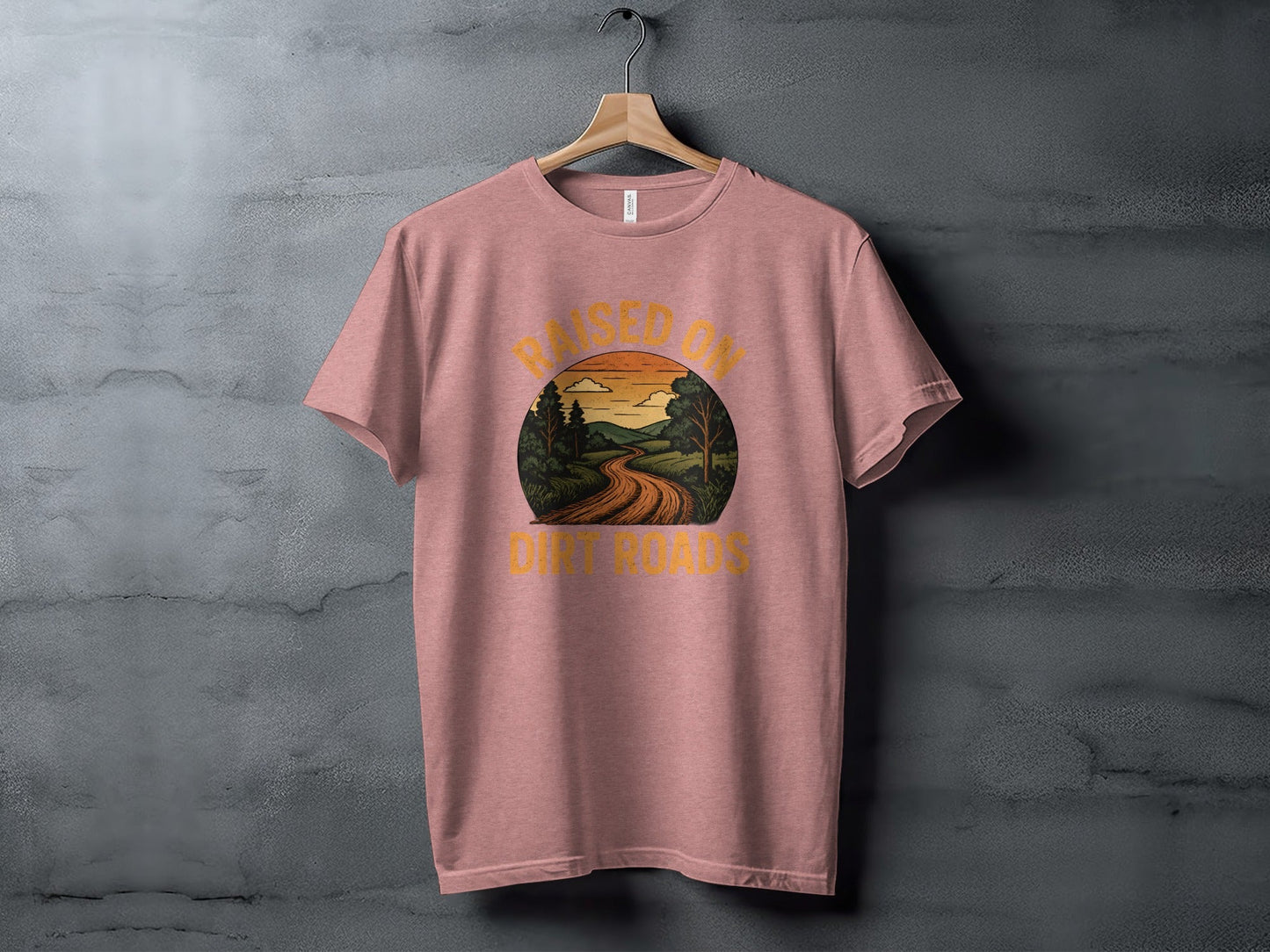 Raised On Dirt Roads Country Graphic Image Design T-Shirt