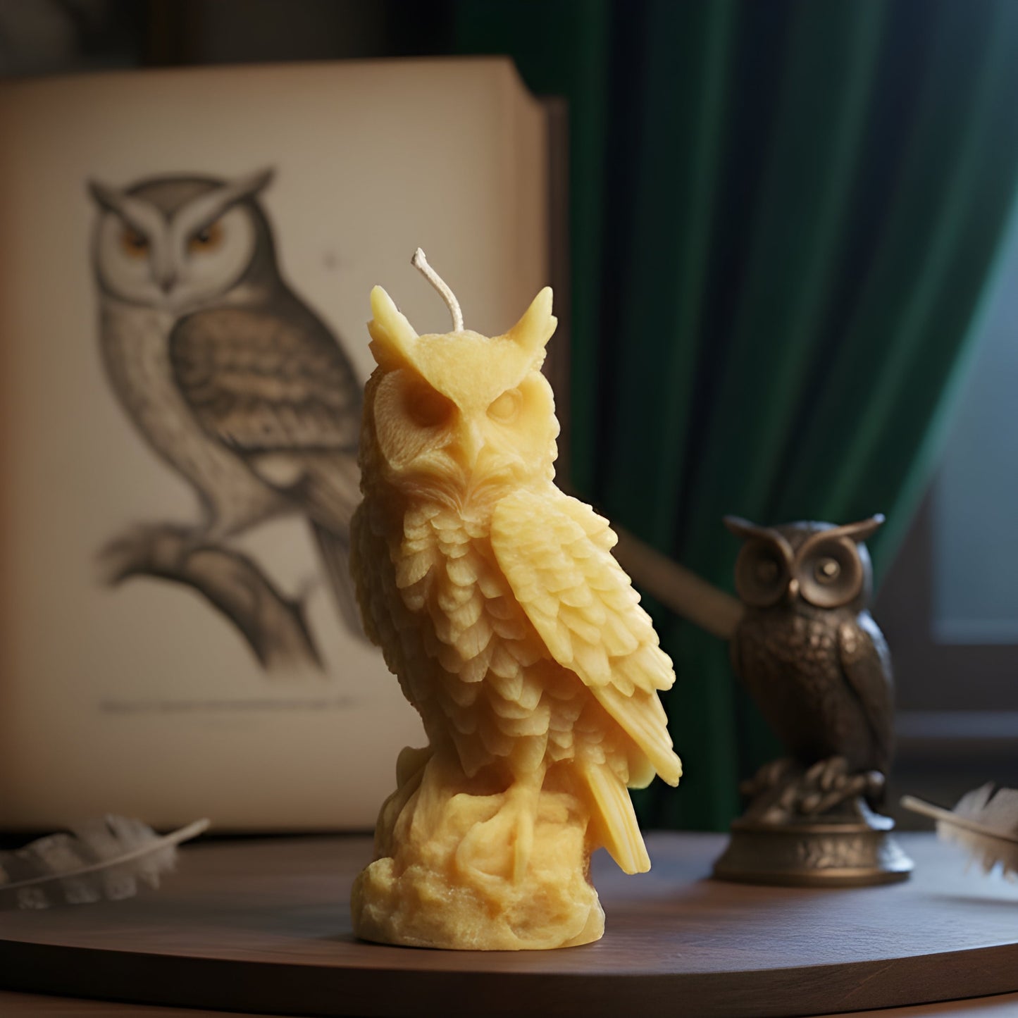 Large Owl Beeswax Candle