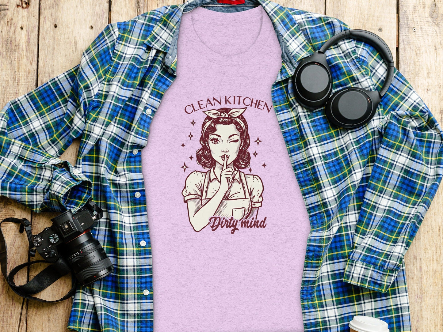 Clean Kitchen Dirty Mind Retro Woman Graphic T-Shirt
