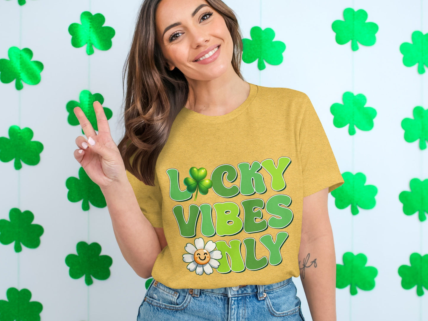 Lucky Vibes Only T-Shirts, Saint Patricks Day Shirt, Clover Shirt, Shamrock Shirt, Flower Shirt, Trendy Shirts