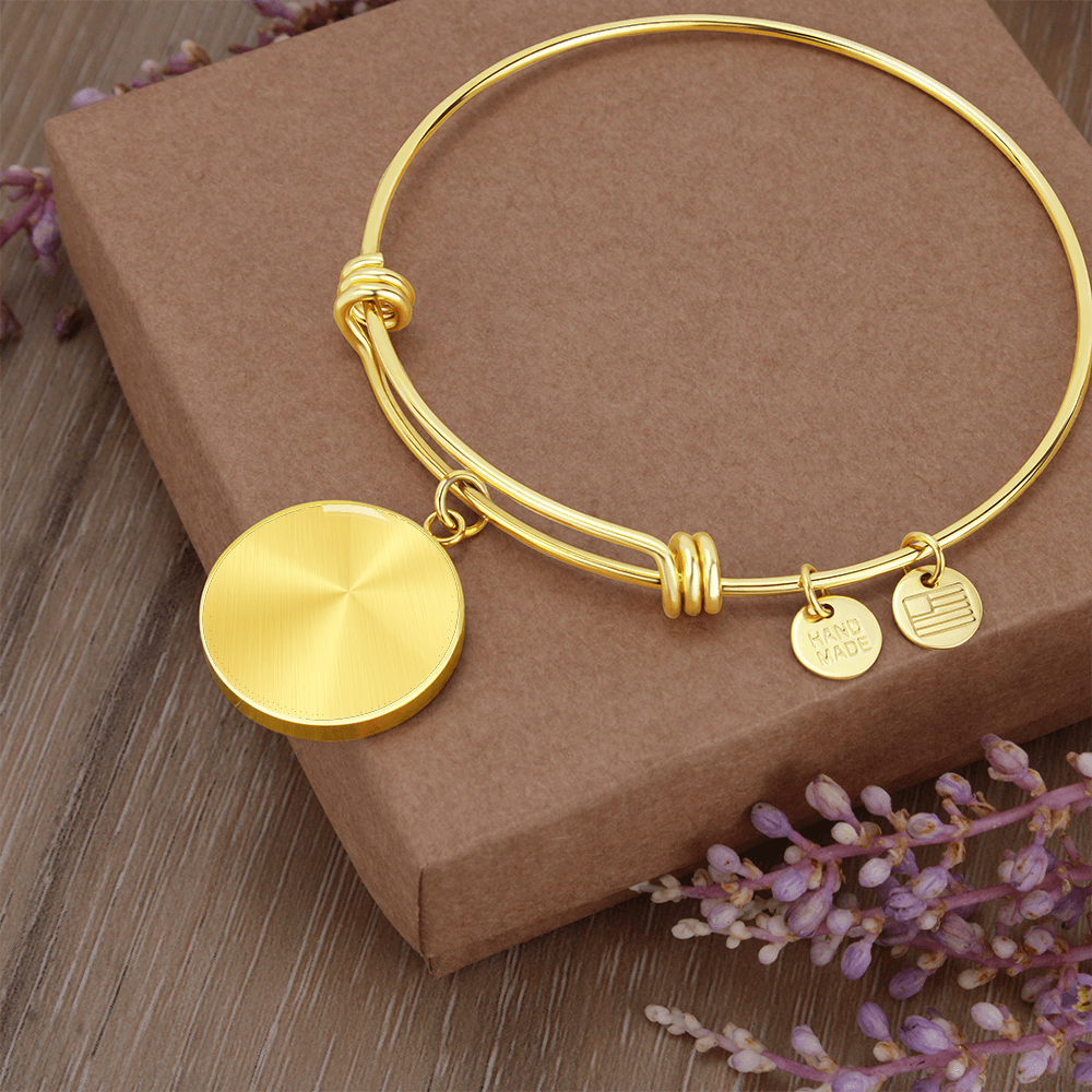 Personalized Luxury Circle Bangle Bracelet – Custom Engraved Keepsake Gift for Her (Silver or Gold)