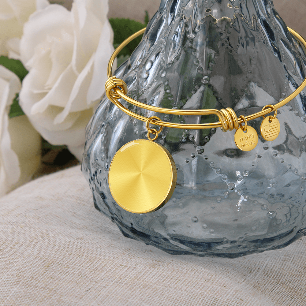 Personalized Luxury Circle Bangle Bracelet – Custom Engraved Keepsake Gift for Her (Silver or Gold)