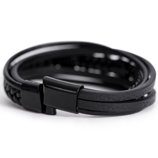 Men's Cross Bracelet – Braided Leather Faith Bracelet with Stainless Steel Cross Clasp