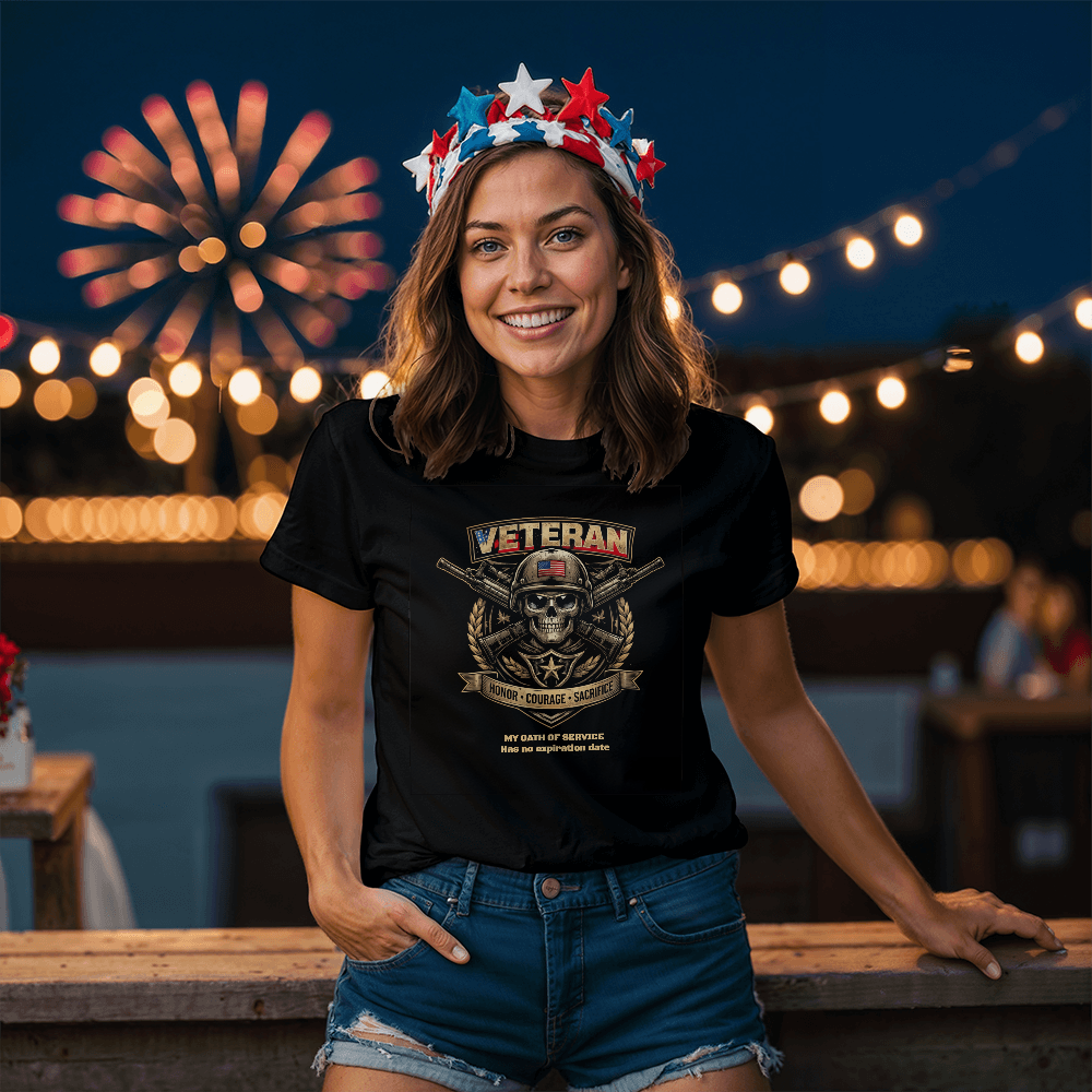 Veteran Skull T-Shirt - Honor - Courage -  Sacrifice
