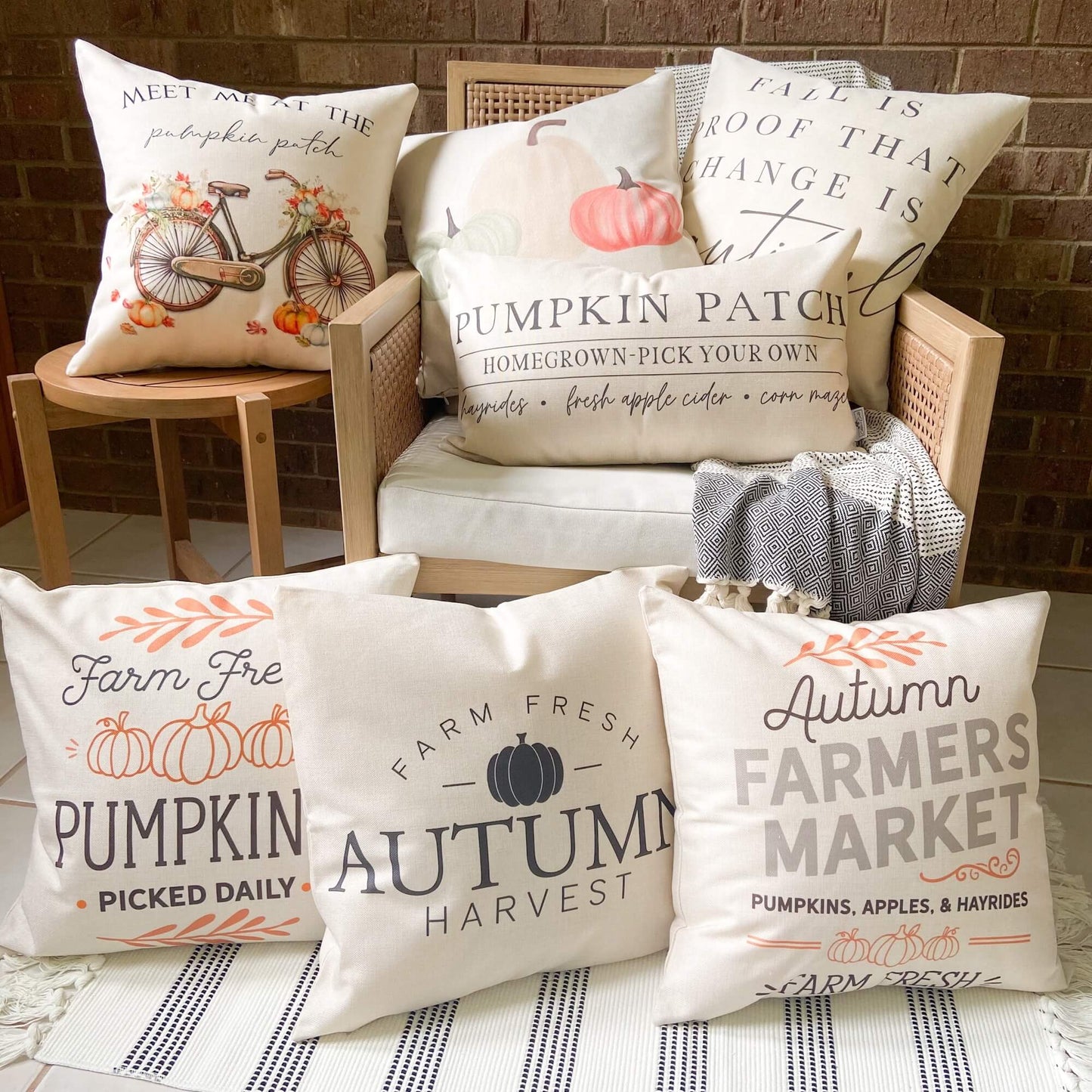Autumn Farmers Market Pillow Cover 18x18 inch