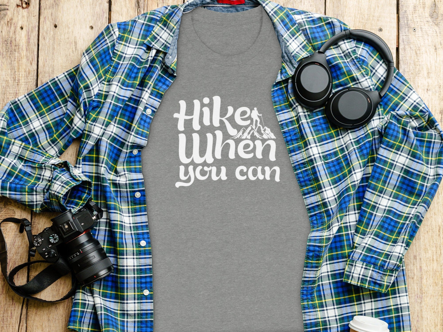 Hike When You Can Outdoor Adventure Design for Hiking T-Shirt